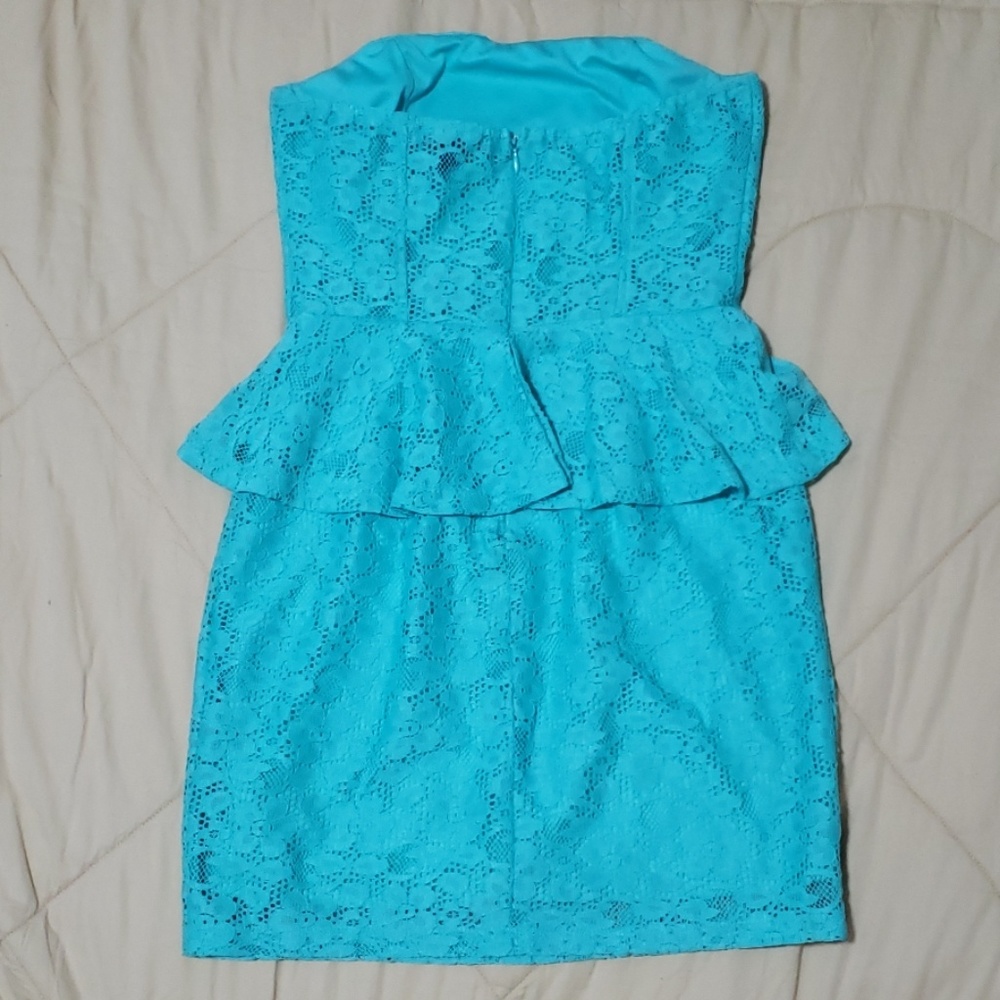 Aqua Lace Tube Top Dress - Picture 3 of 4